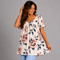 Floral Tunic Top featuring a relaxed fit and short sleeves, perfect for casual wear.