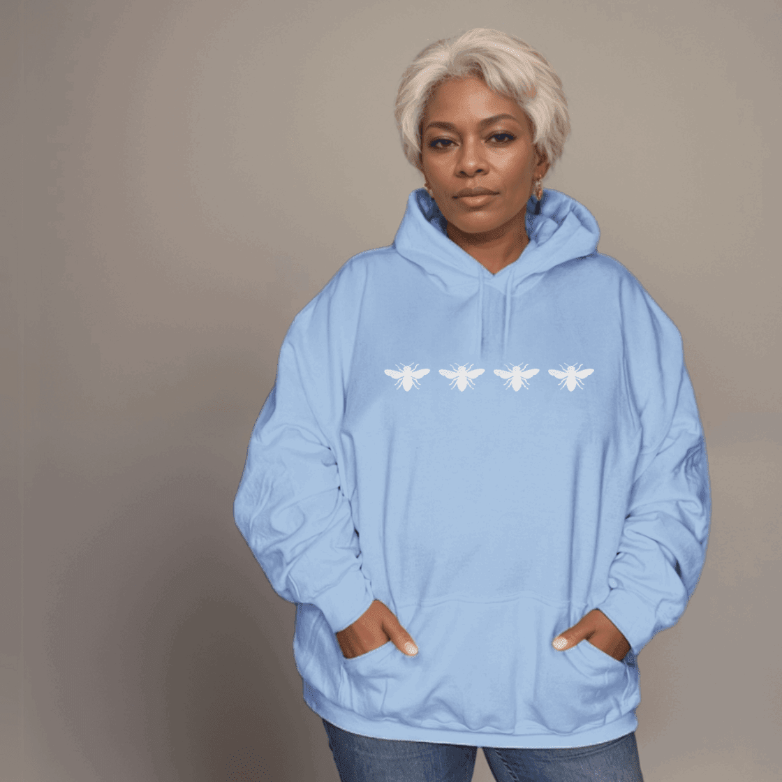 4 Bees Plus-Size Hoodie in Premium 100% Cotton - Soft and Comfortable with Bee Motif - FullFab