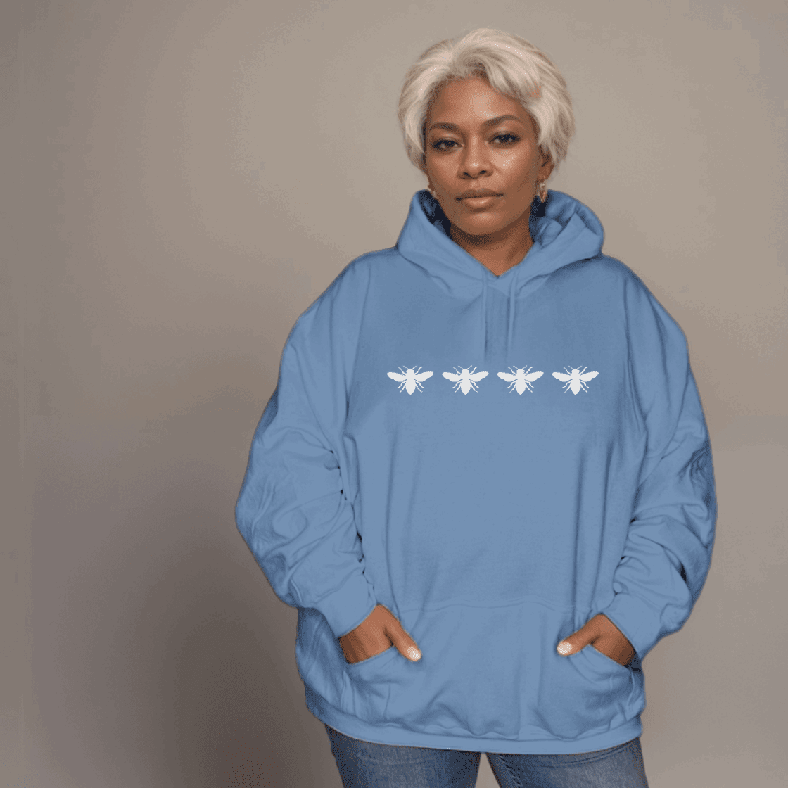 4 Bees Plus-Size Hoodie in Premium 100% Cotton - Soft and Comfortable with Bee Motif - FullFab