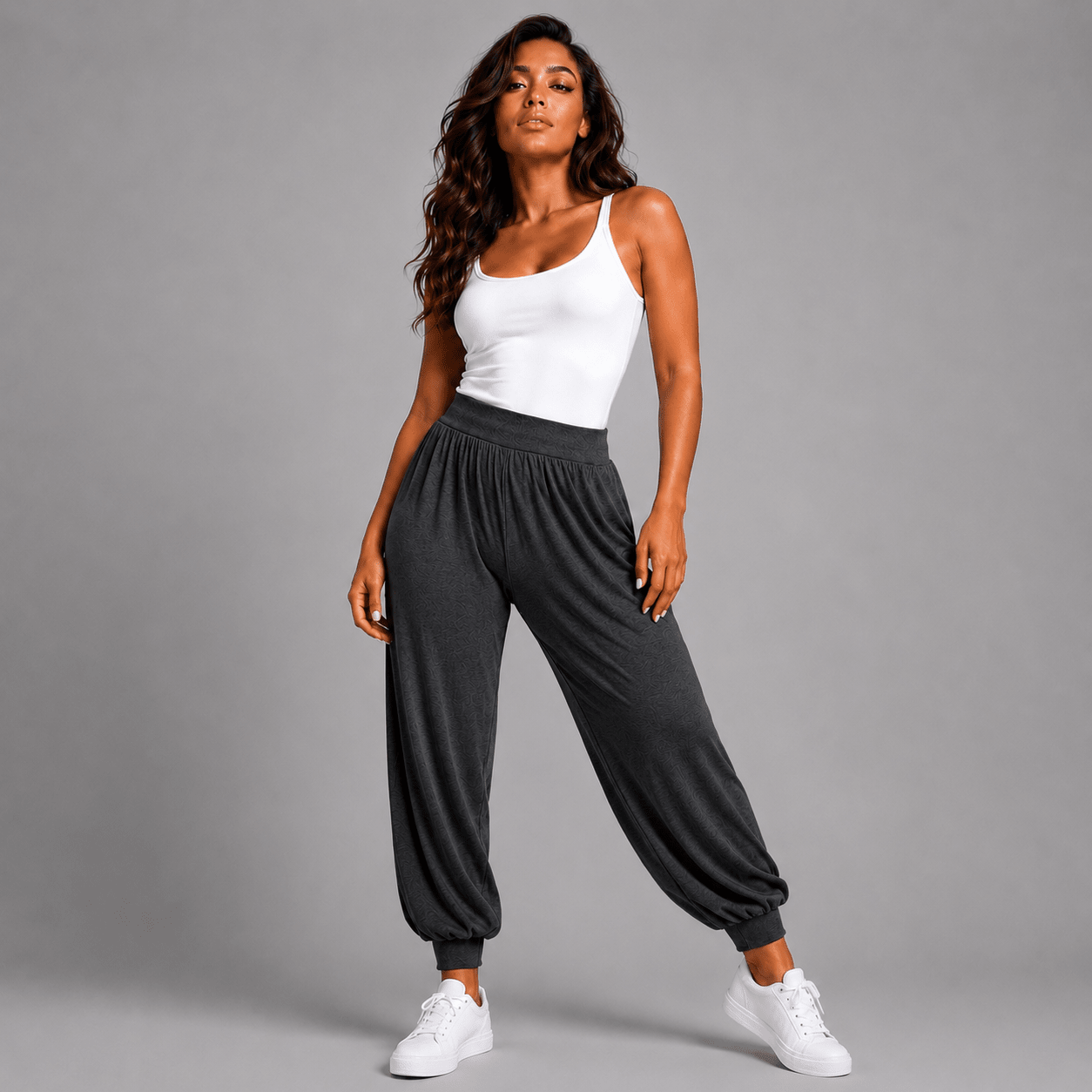 Soft Stretchy High Waist Harem Pants - FullFab
