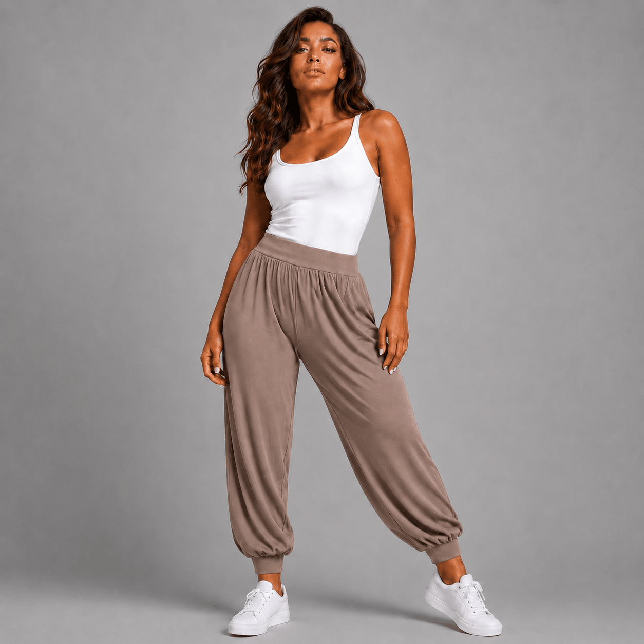 Soft Stretchy High Waist Harem Pants - FullFab