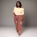WINE SPECKLED ELASTIC WAIST TROUSERS - FullFab