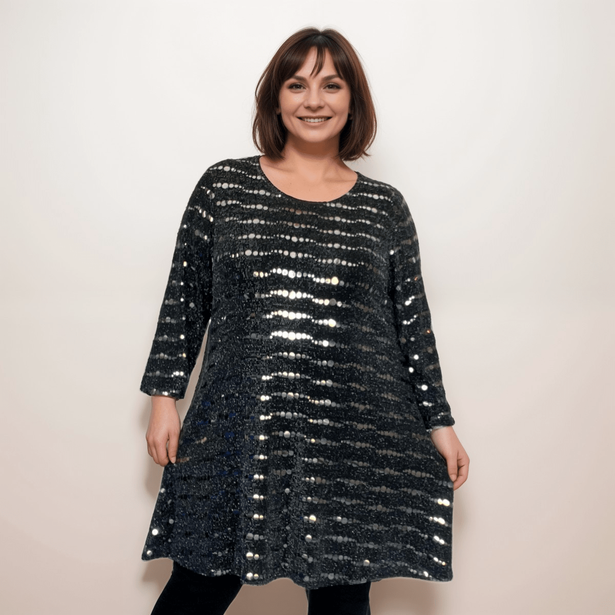 ROCKTHOSECURVES SEQUIN SPARKLY LONG SLEEVE SWING TOP PARTY STYLE - FullFab