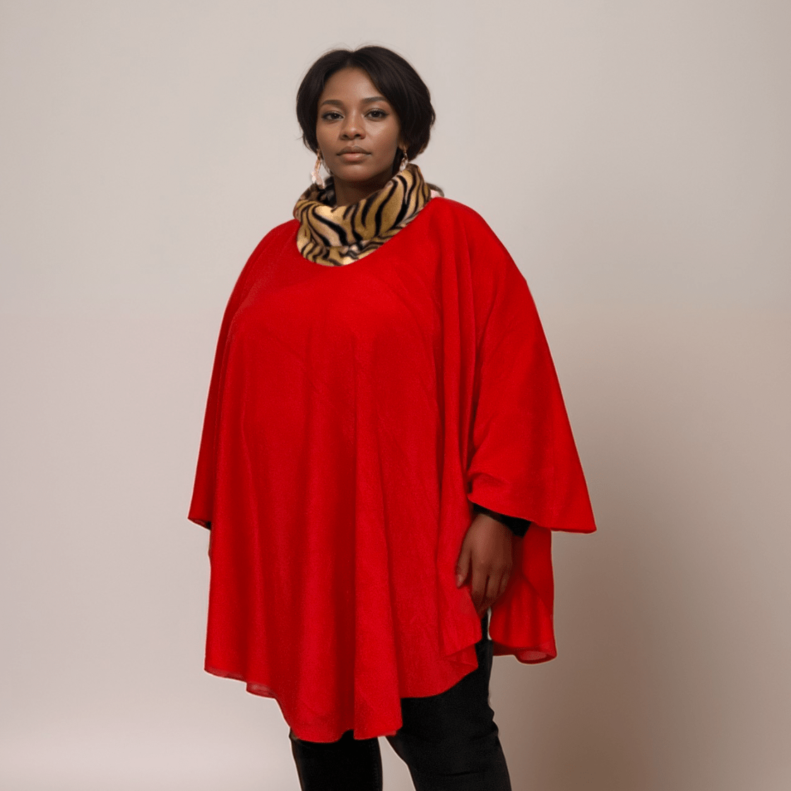 FLEECE POLO NECK OVERSIZED PONCHO / JUMPER - FullFab