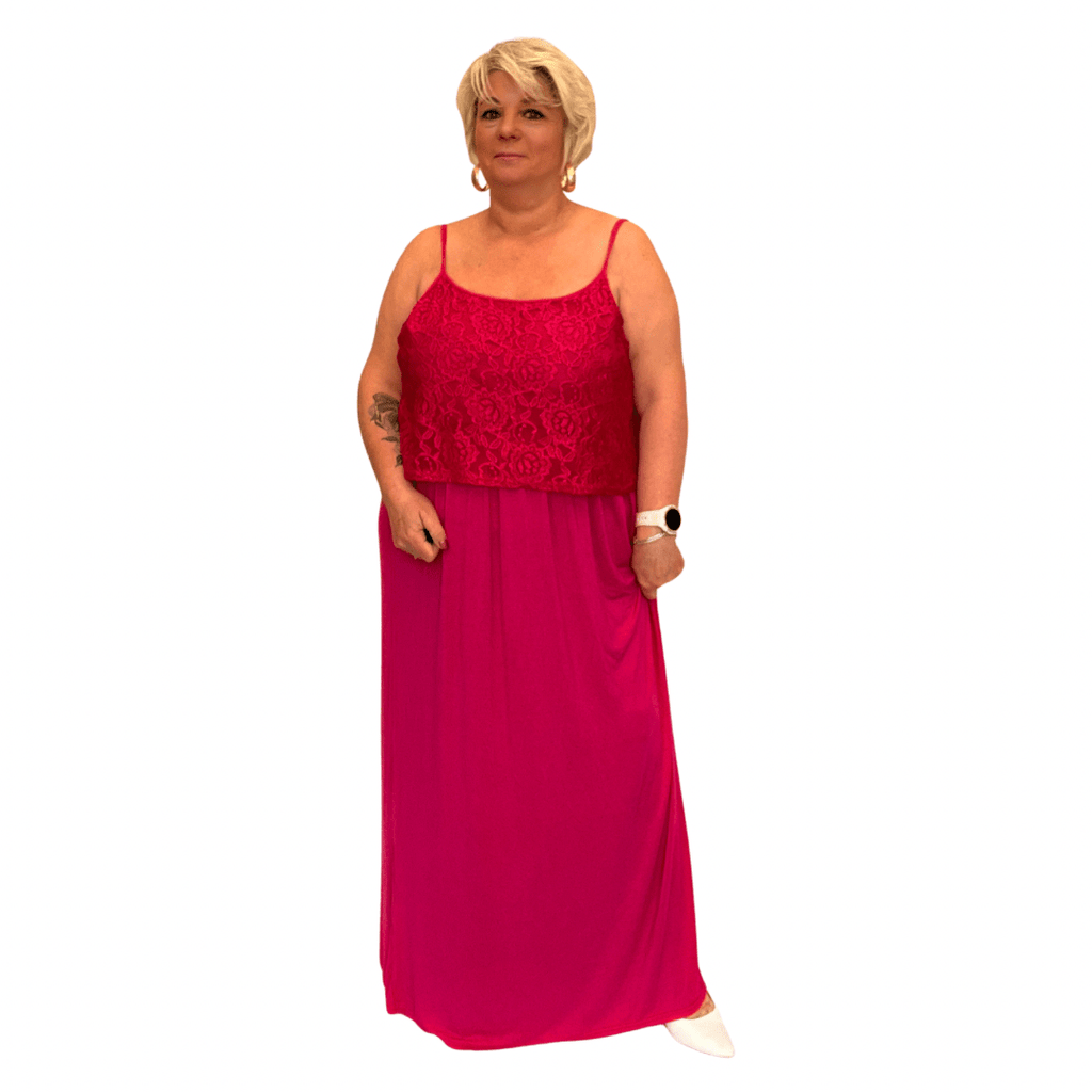 ROCKTHOSECURVES STRAPPY LACE OVERLAY MAXI DRESS - FullFab