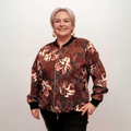 ROCKTHOSECURVES WINE FLORAL ZIP UP BOMBER JACKET - FullFab