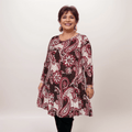 WINE PAISLEY 3/4 SLEEVE SWING TOP A-LINE - FullFab