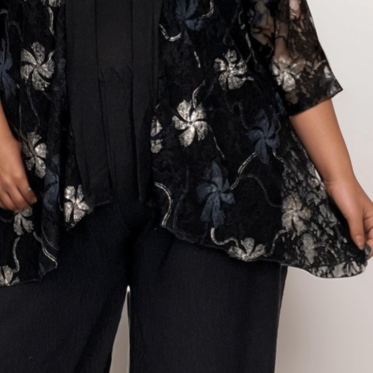 ROCKTHOSECURVES BLACK LACE BUTTON SLEEVE JACKET - FullFab