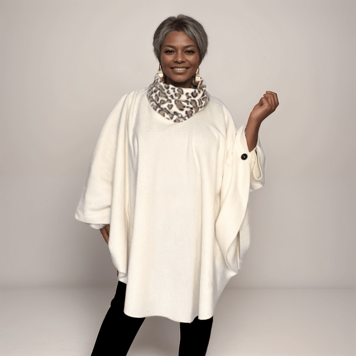 FLEECE POLO NECK OVERSIZED PONCHO / JUMPER - FullFab