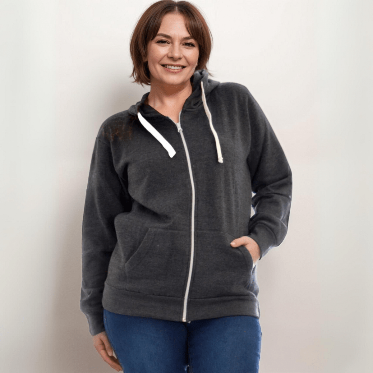 ZIP UP HOODIE PLUS SIZE JACKET - FullFab