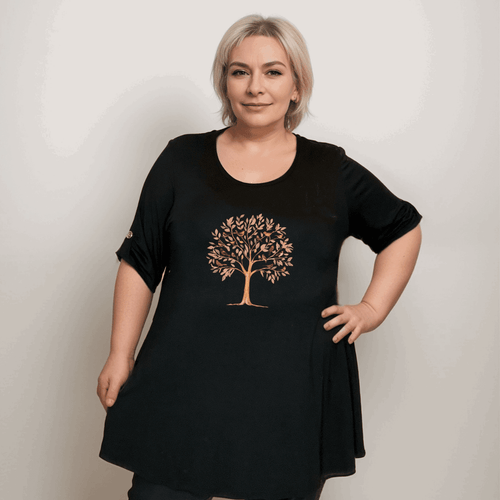 Birds in a Tree 3/4 Button Sleeve A-Line Swing Top for Effortless Style - FullFab