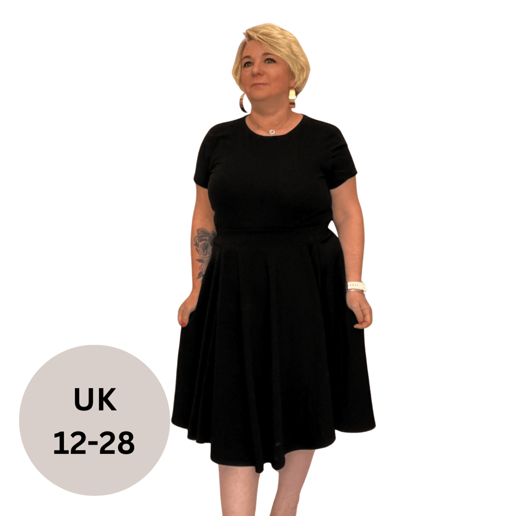 ELASTIC WAIST FLARED A-LINE SKATER SKIRT - FullFab