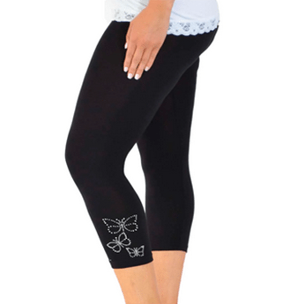 Black Butterfly Leggings featuring elegant butterfly designs on the lower leg.