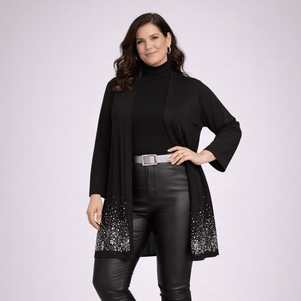 Open Front Jacket / Cardigan with Sequin Hem - FullFab