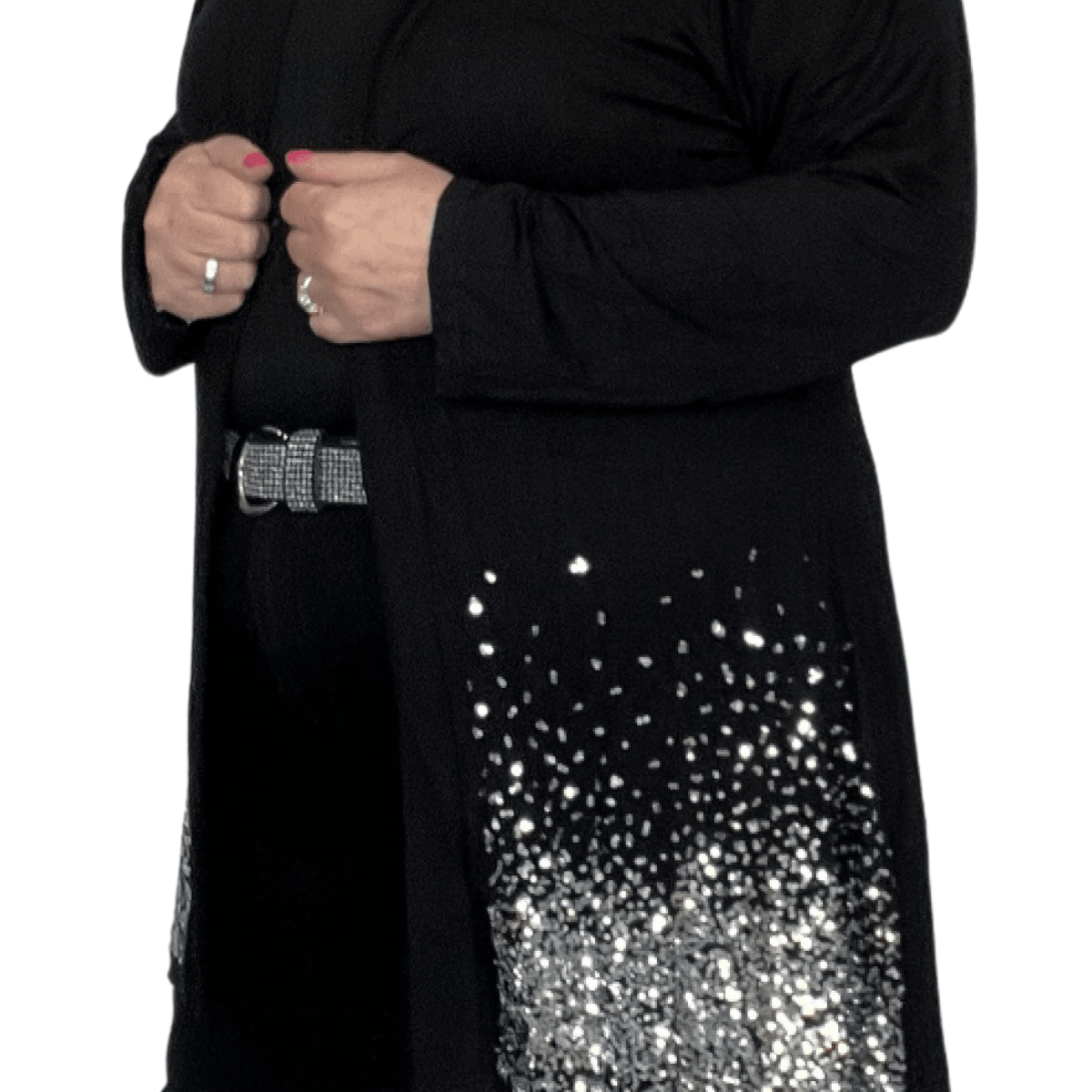 Open Front Jacket / Cardigan with Sequin Hem - FullFab