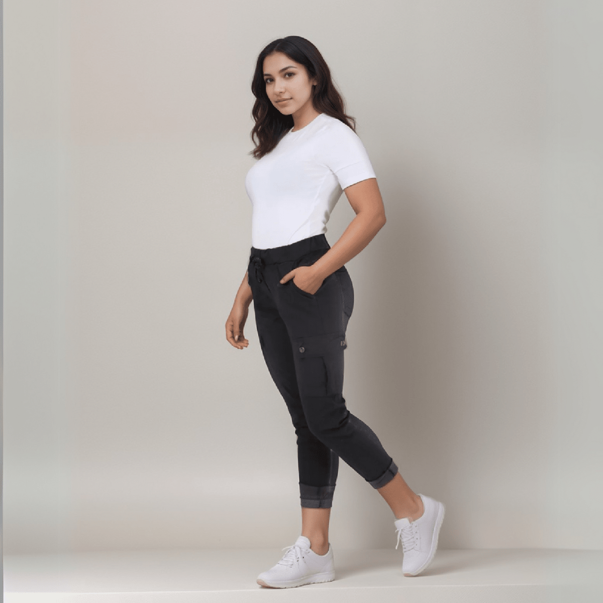 Plain Super Stretch Cargo Magic Trousers Jeans - FullFab