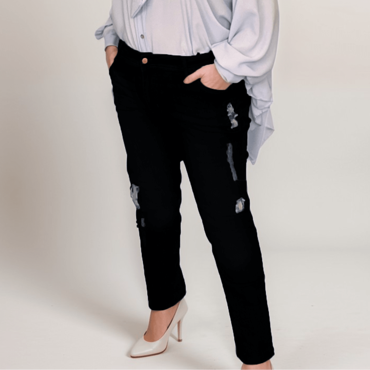 SUPER STRETCHY DENIM JEANS WITH SEQUIN PATCHES - FullFab