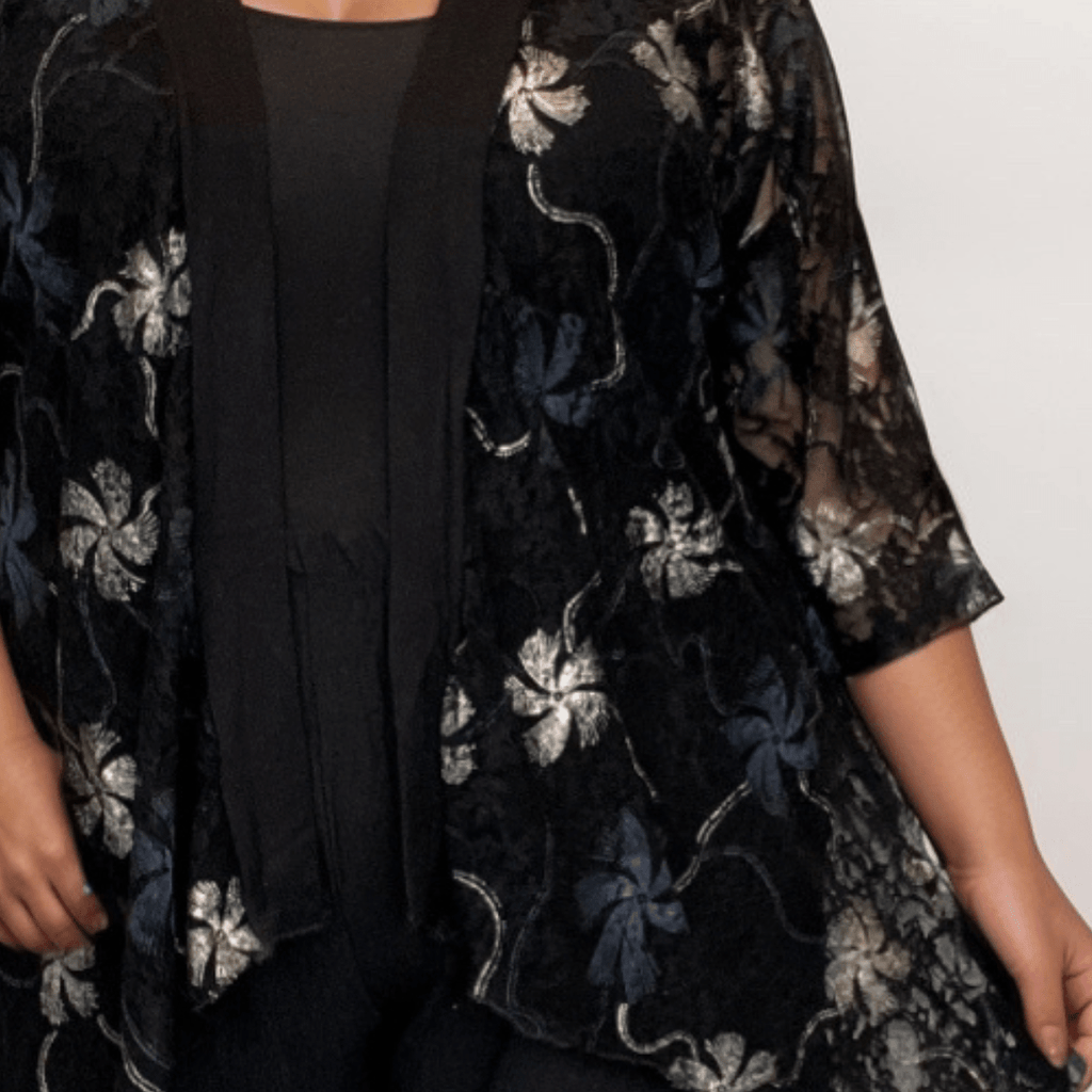 ROCKTHOSECURVES BLACK LACE BUTTON SLEEVE JACKET - FullFab