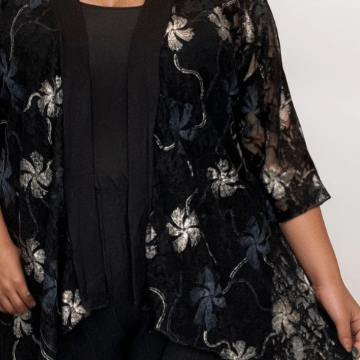 ROCKTHOSECURVES BLACK LACE BUTTON SLEEVE JACKET - FullFab