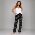 Black White Floral Elastic Waist Trousers - FullFab