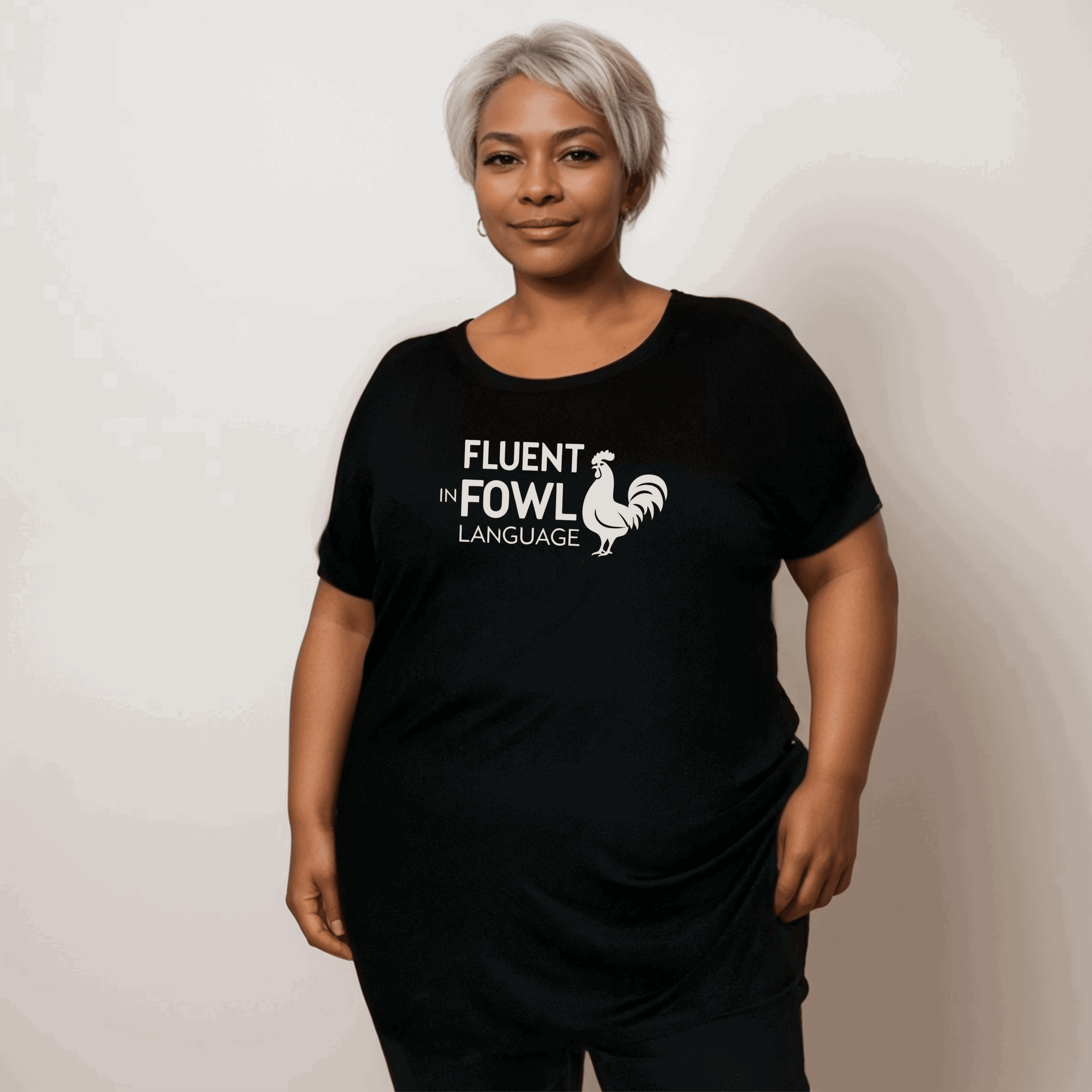 BLACK FLUENT IN FOWL LANGUAGE T-SHIRT - FullFab