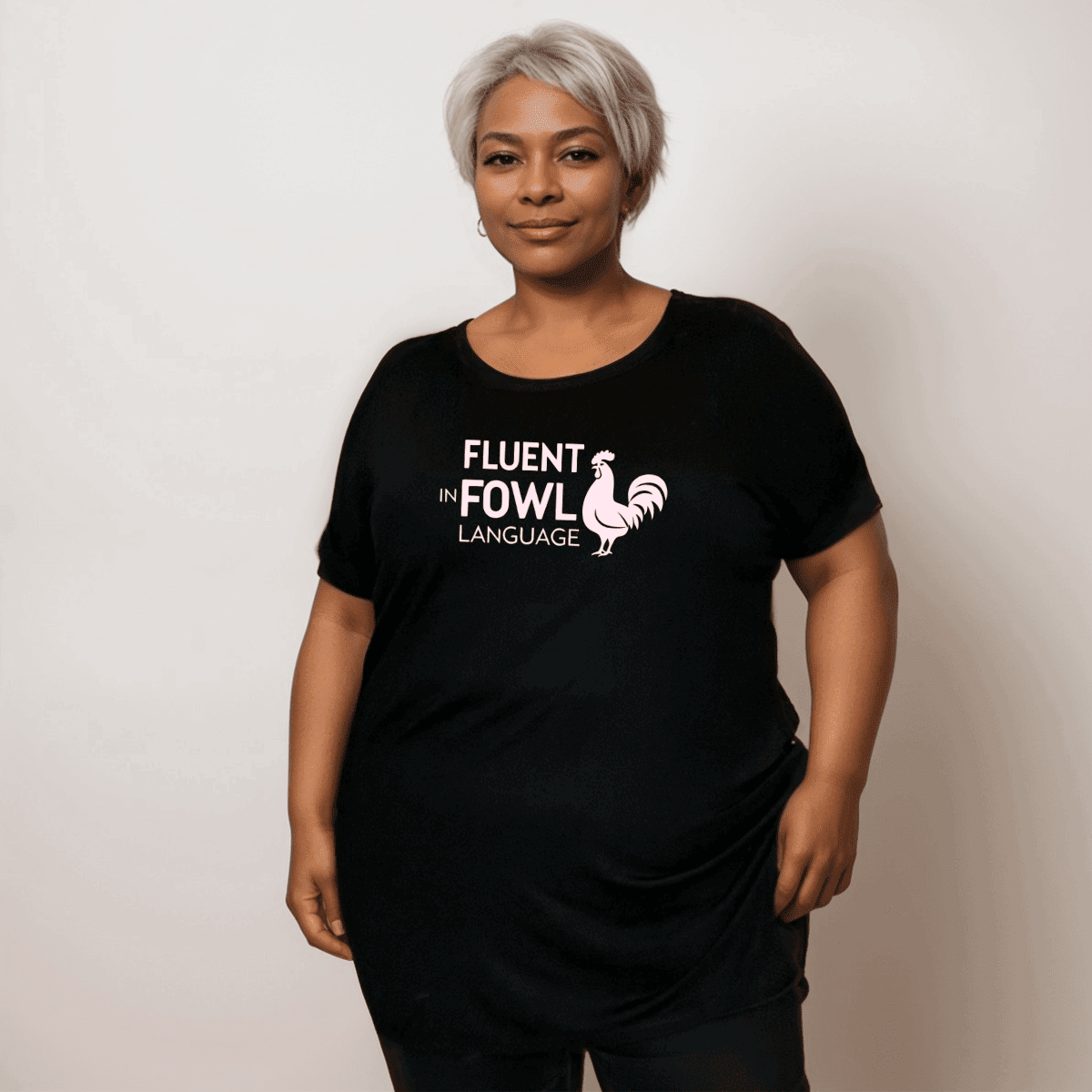 BLACK FLUENT IN FOWL LANGUAGE T-SHIRT - FullFab