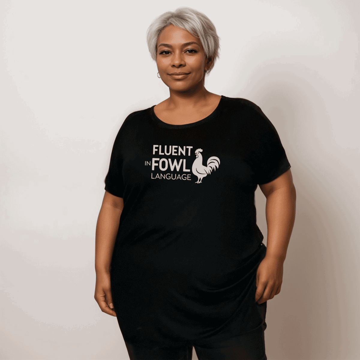 BLACK FLUENT IN FOWL LANGUAGE T-SHIRT - FullFab