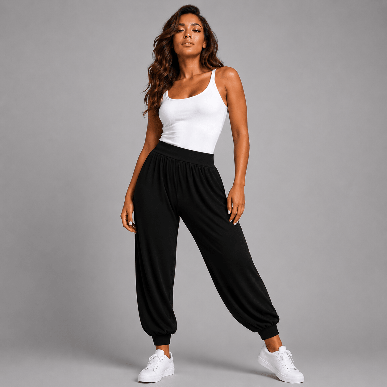 Soft Stretchy High Waist Harem Pants - FullFab