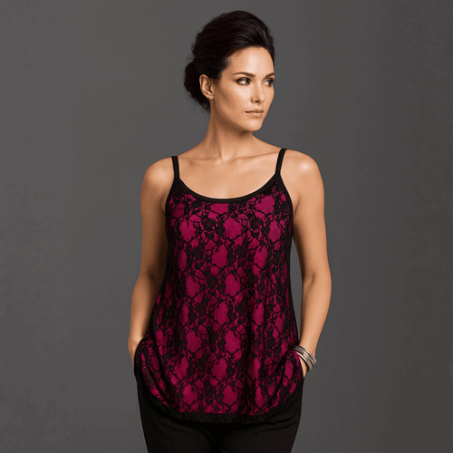 Black Lace Cami Vest / Swing Top with Co-ordinating Lining - FullFab