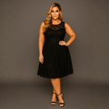 Sleeveless Lace Sweetheart Neckline Skater Dress - FullFab
