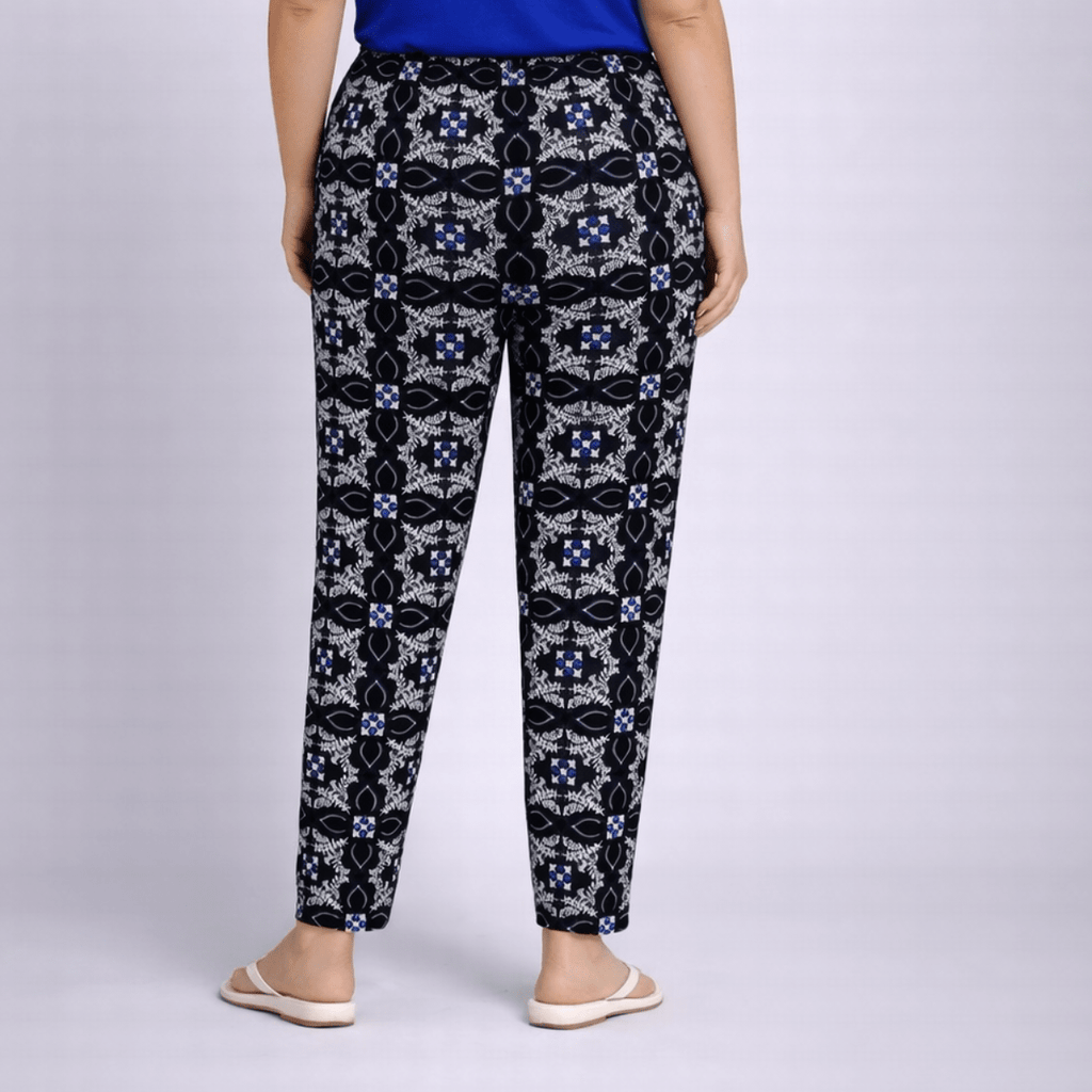 Tile Print Elastic Waist Trousers - FullFab