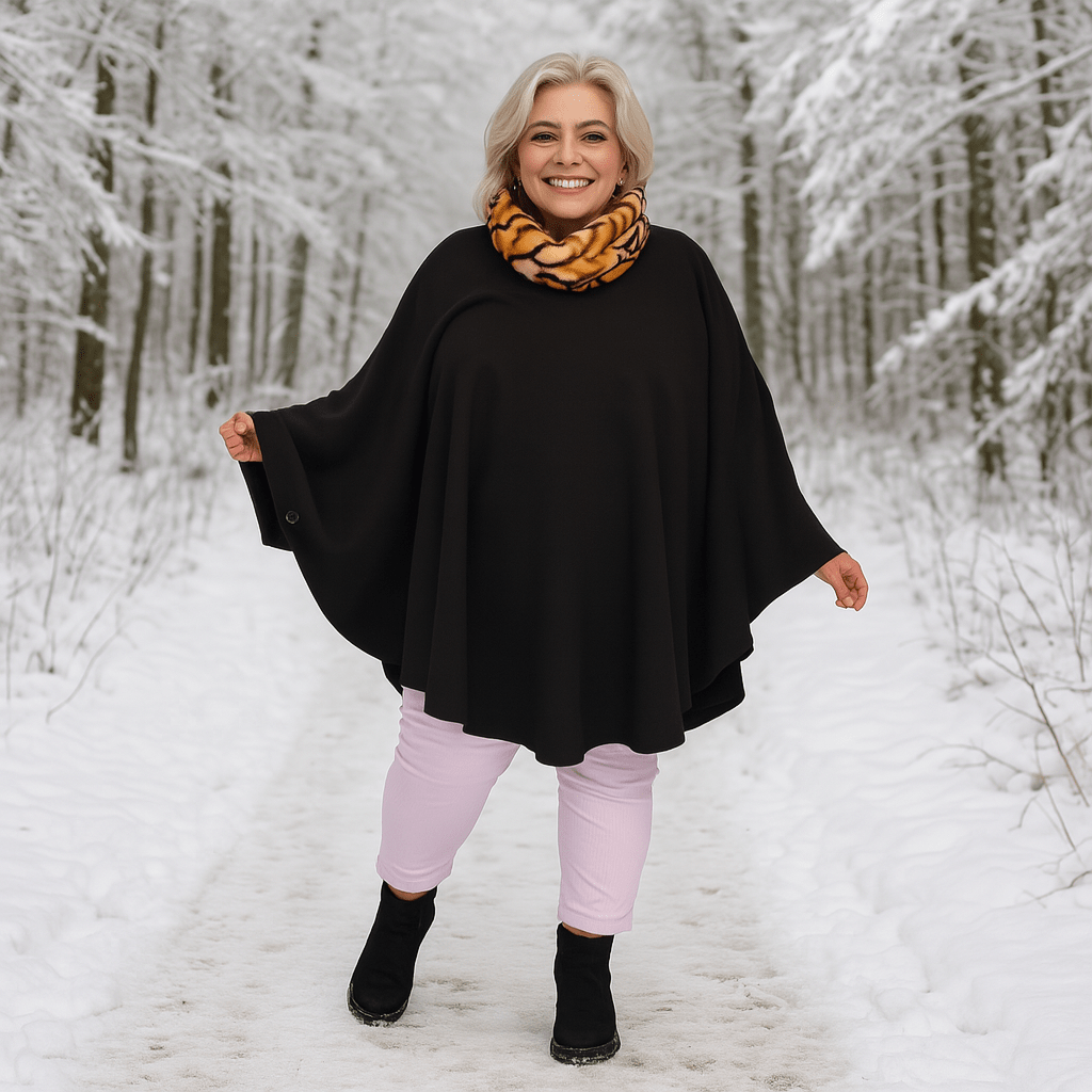 FLEECE POLO NECK OVERSIZED PONCHO / JUMPER - FullFab
