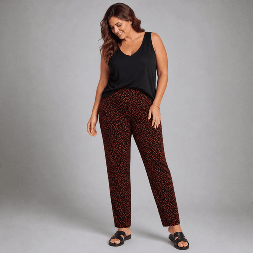 Black Rust Spotty Elastic Waist Trousers - FullFab
