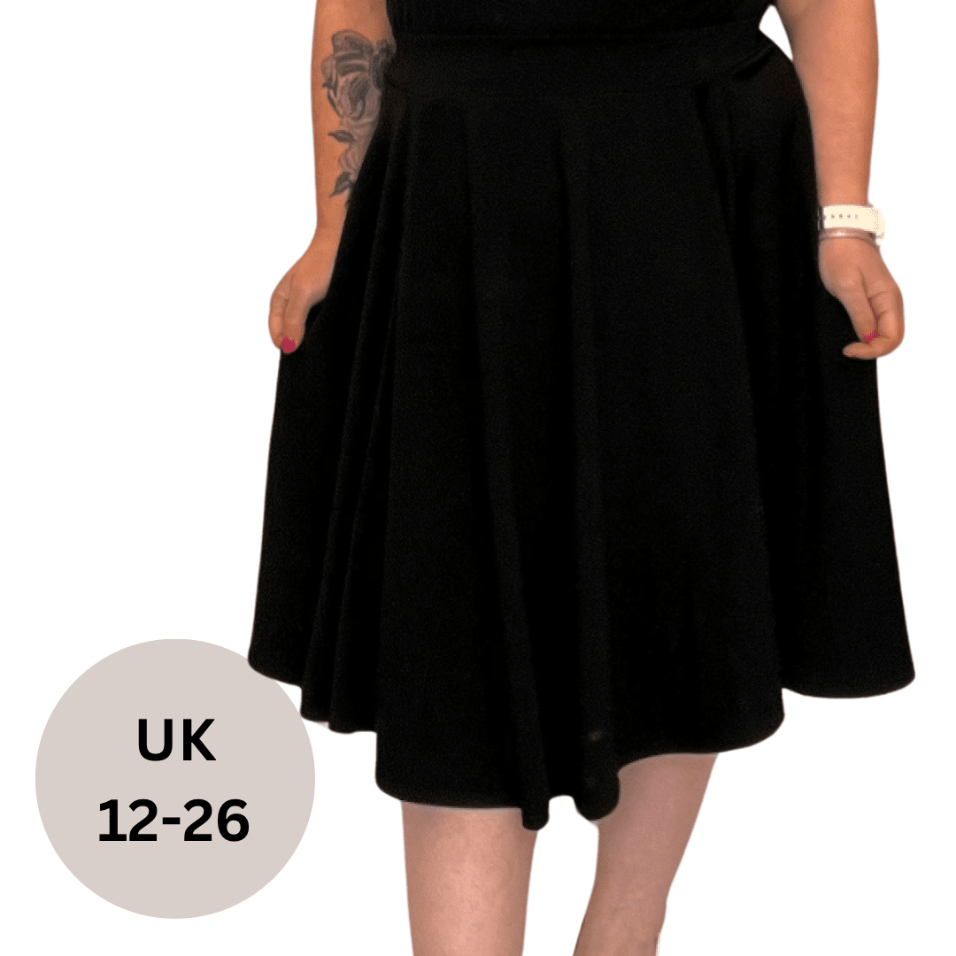 ELASTIC WAIST FLARED A-LINE SKATER SKIRT - FullFab