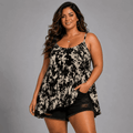 Black Splash Cami Vest Swing Top with Hanky Hem - FullFab