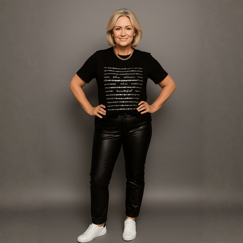 Sequin Self Confidence Longer length tshirt - FullFab