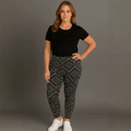 Black Tile Print High Waist Leggings - FullFab