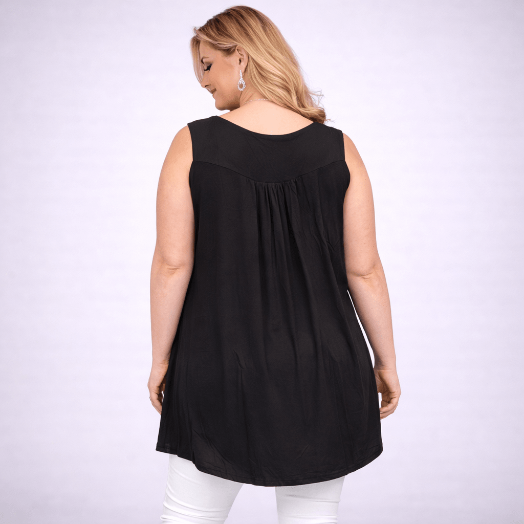 Sleeveless Long Tunic Top with Studs - FullFab