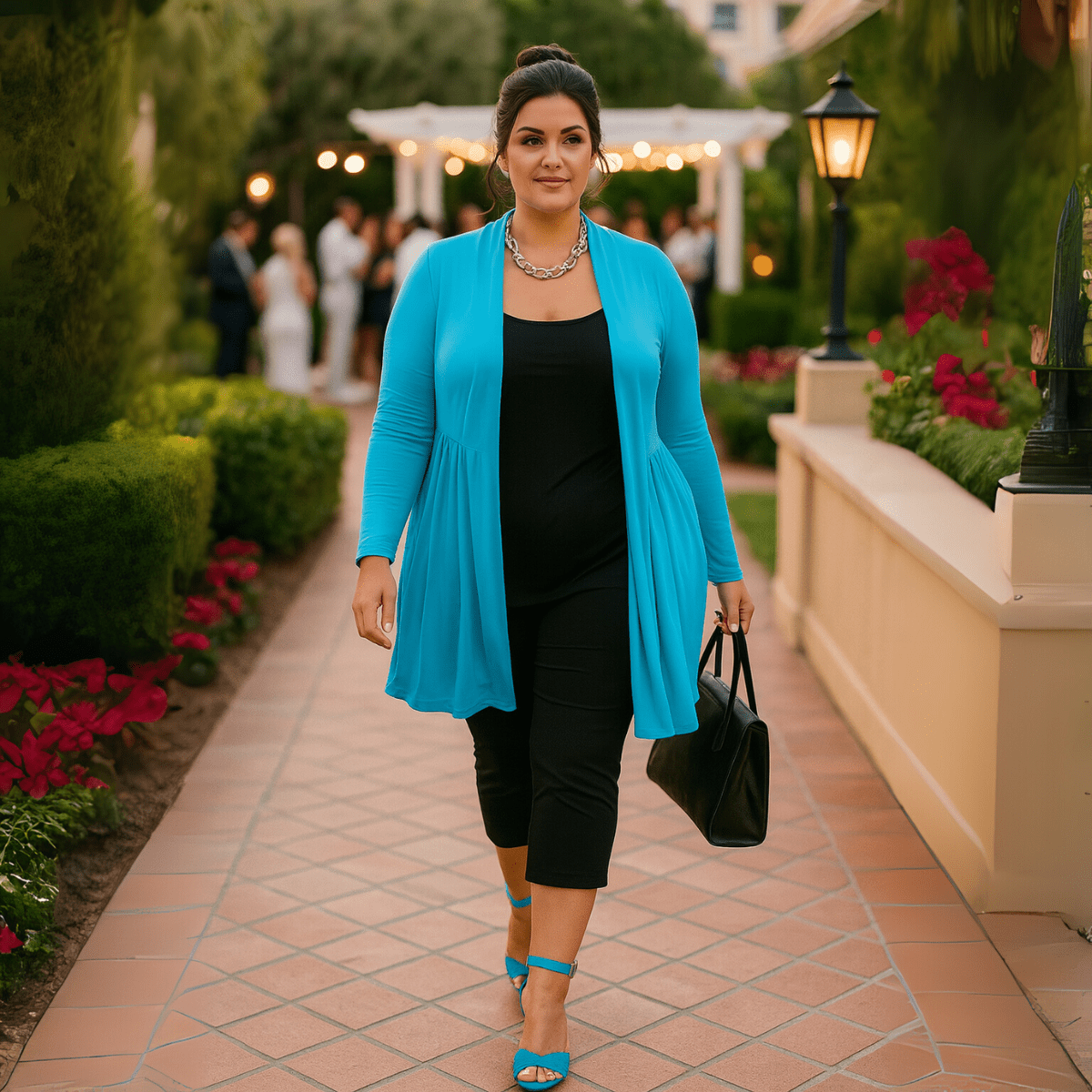 Long Length Open Front Cardigan with Lace Panel - FullFab