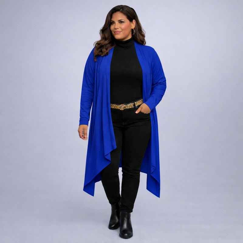 Long Hanky Hem Waterfall Cardigan