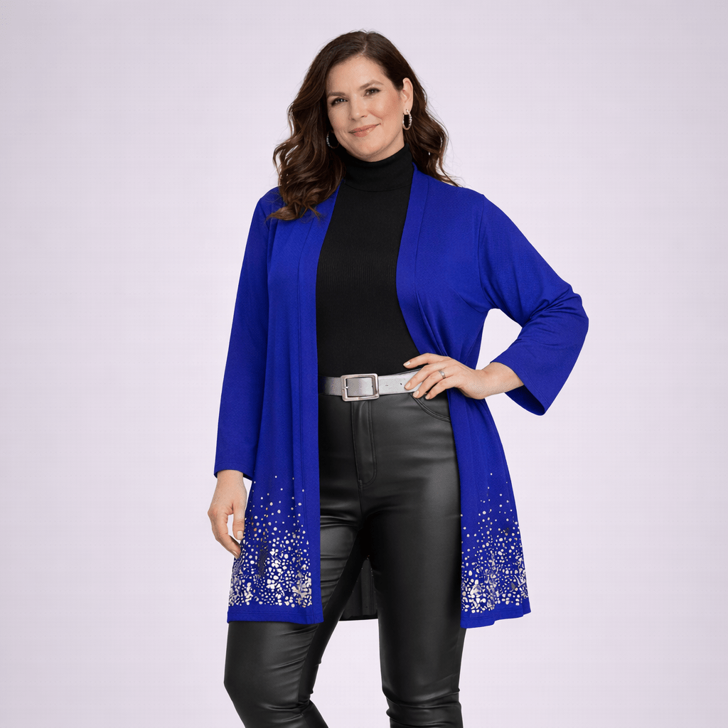 Open Front Jacket / Cardigan with Sequin Hem - FullFab
