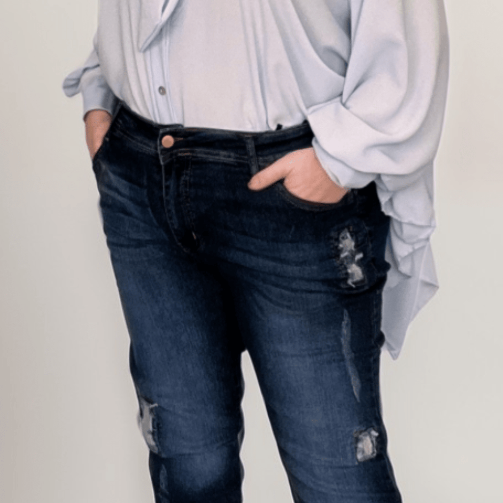 SUPER STRETCHY DENIM JEANS WITH SEQUIN PATCHES - FullFab