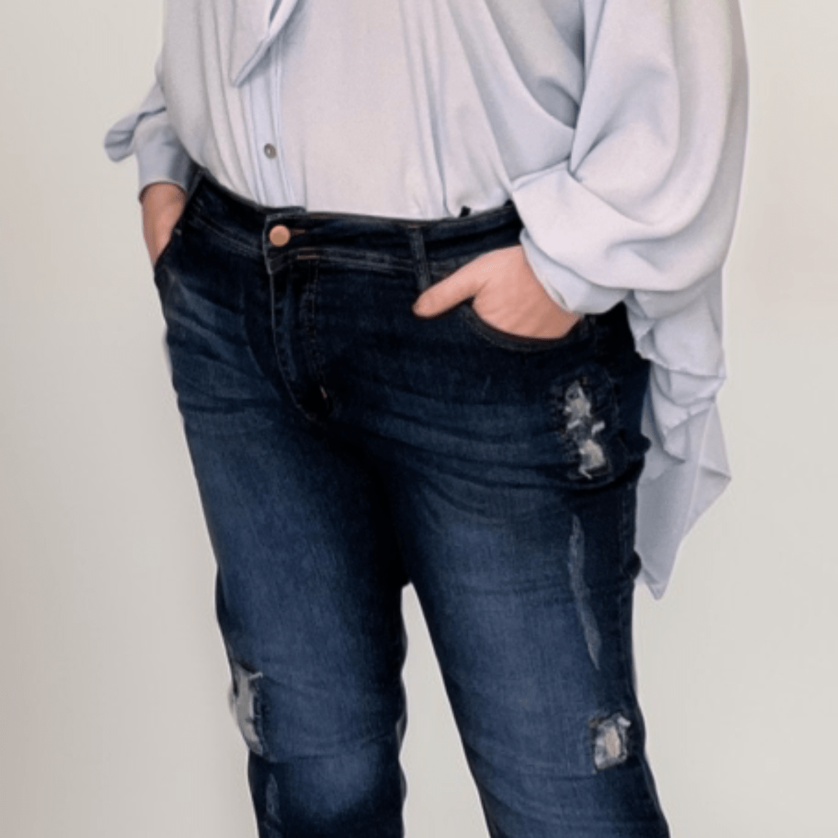 SUPER STRETCHY DENIM JEANS WITH SEQUIN PATCHES - FullFab