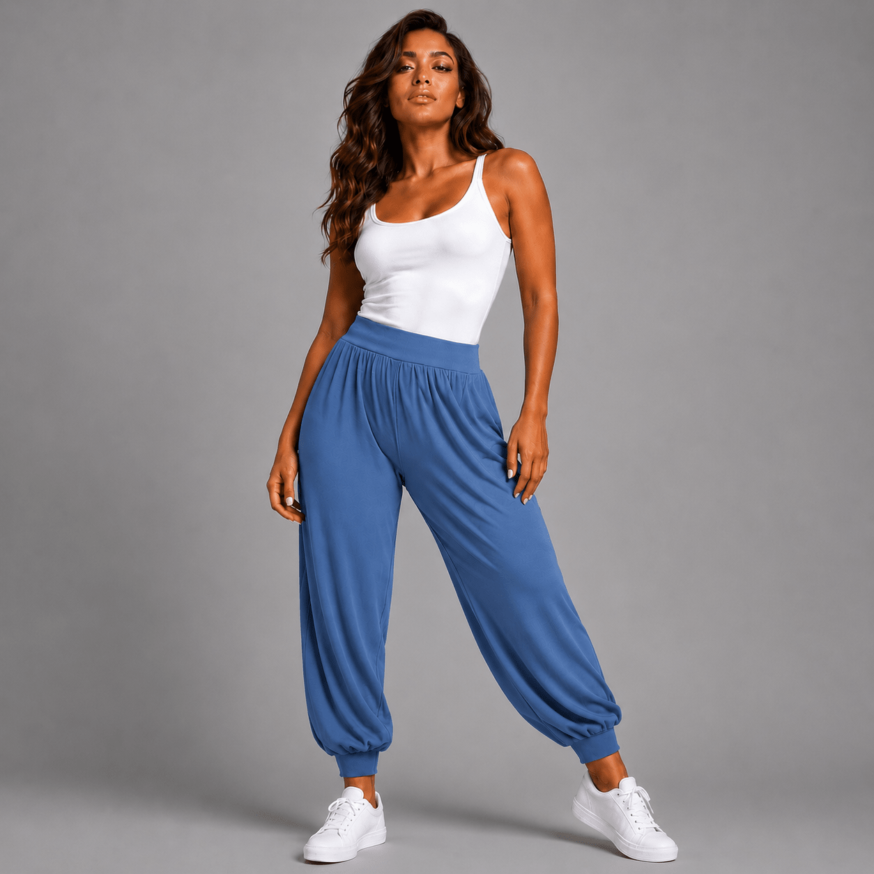 Soft Stretchy High Waist Harem Pants - FullFab