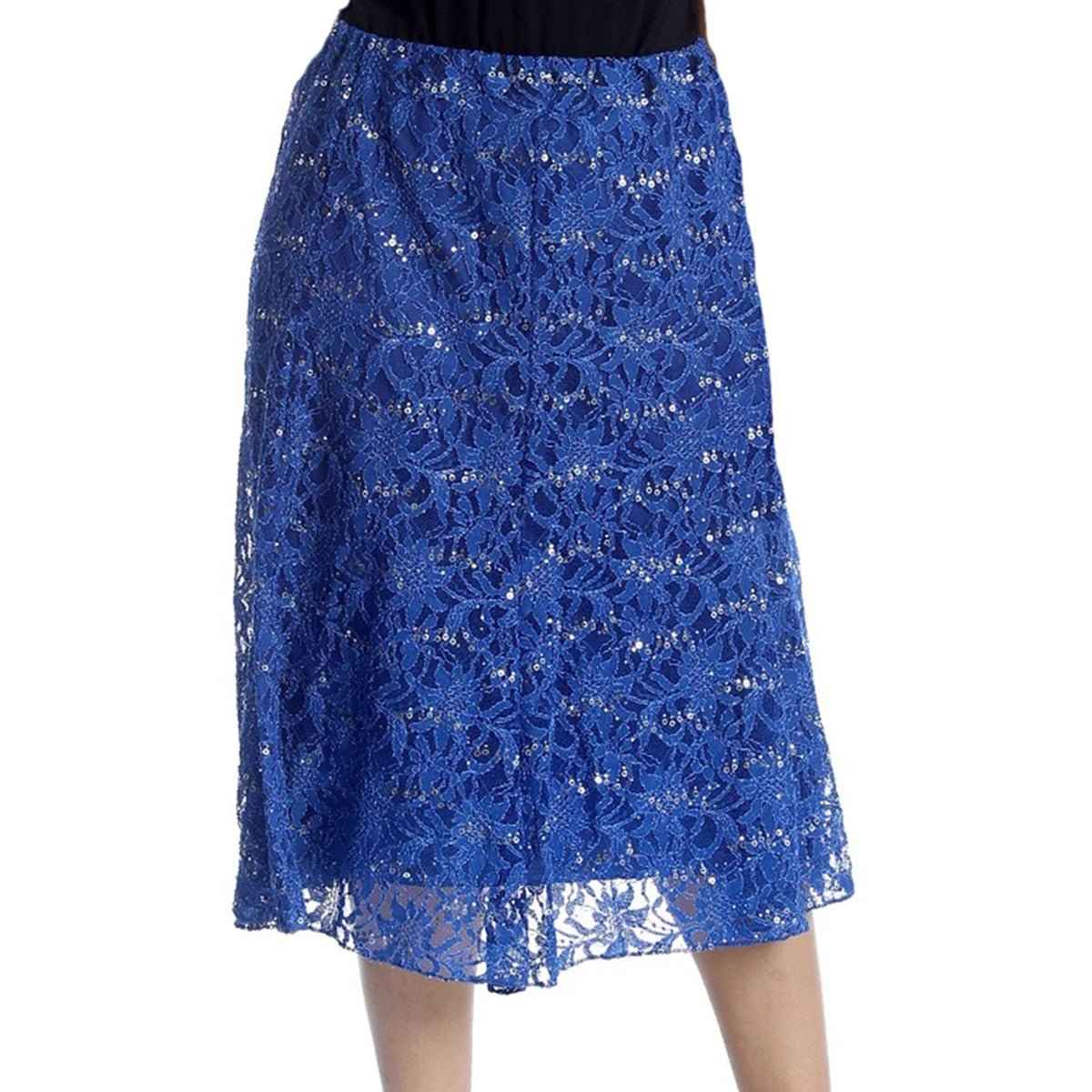 SEQUIN AND LACE ELASTIC WAIST SKIRT