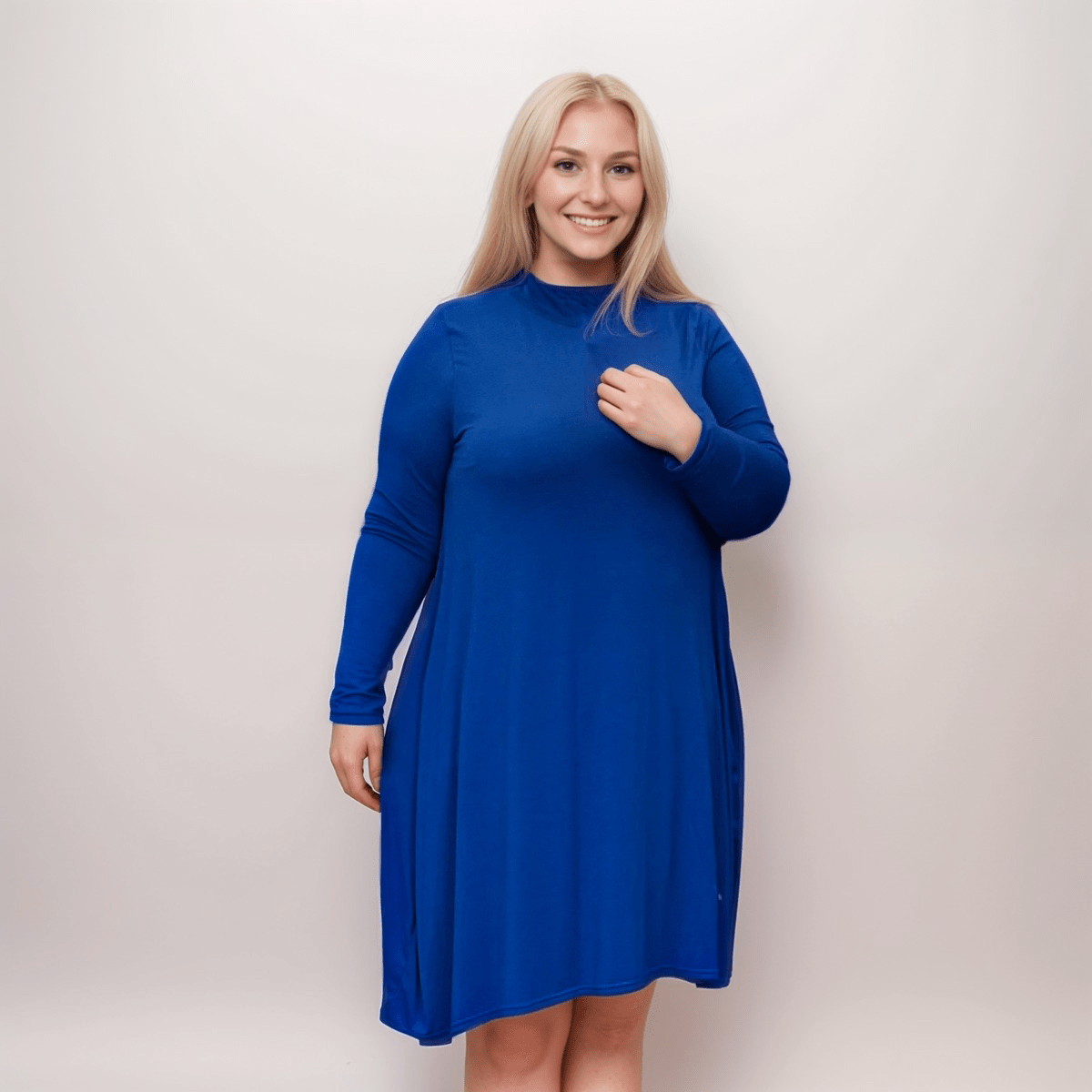 TURTLE NECK LONG SLEEVE SWING DRESS - FullFab