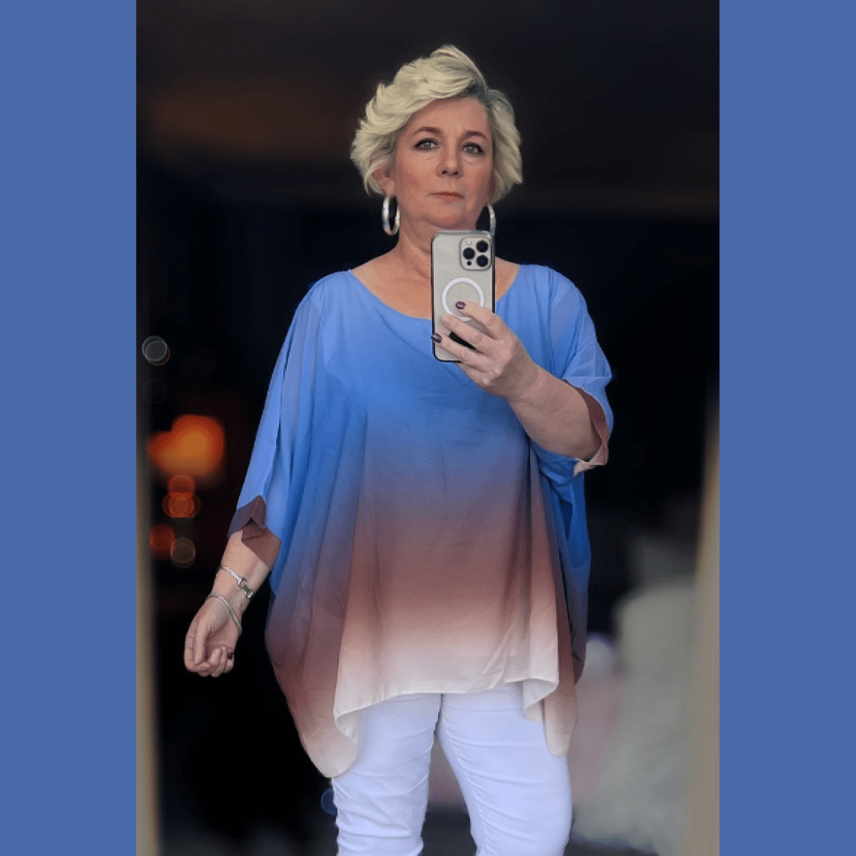 OMBRE CHIFFON OVERSIZED BATWING BLOUSE - FullFab