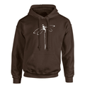 Brown hoodie featuring a white dancer graphic on the front.