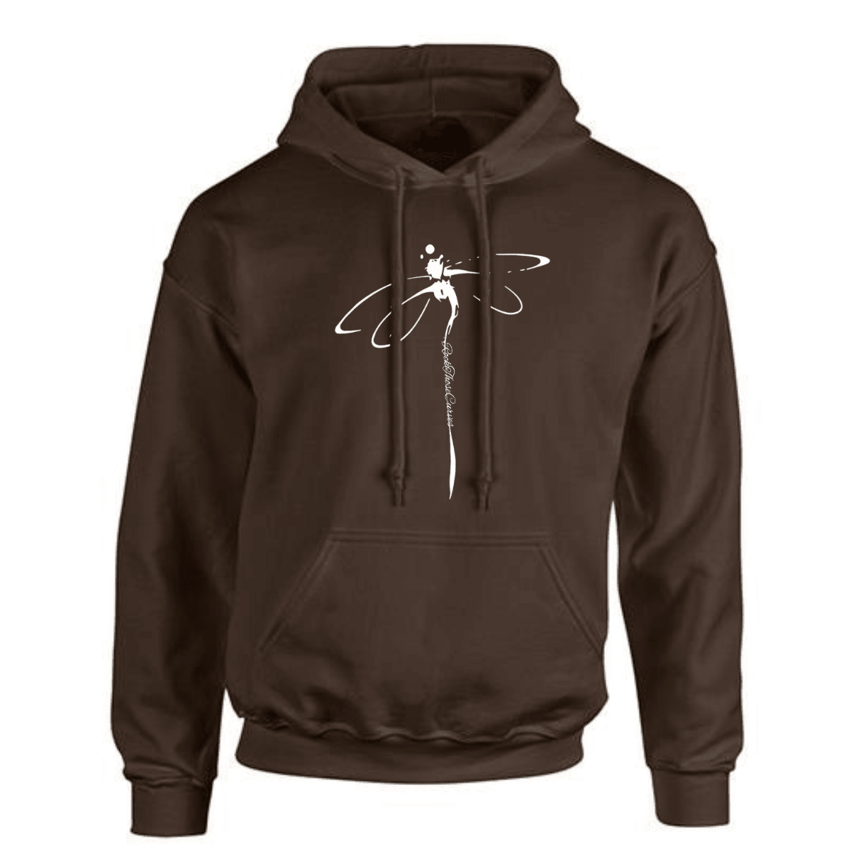 Brown hoodie featuring a white dancer graphic on the front.