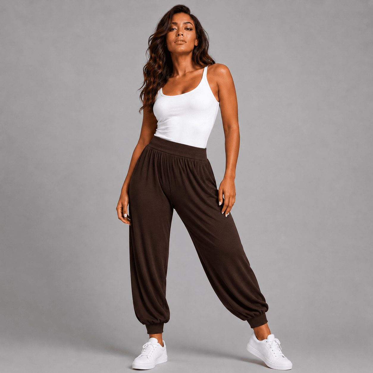 Soft Stretchy High Waist Harem Pants - FullFab